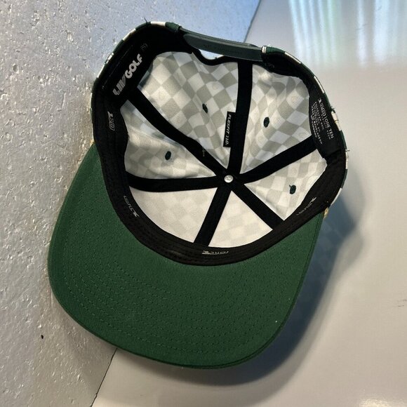 Liv Golf 110 OSFA NWOT Green check Embroidered Cap Sport Resort Streetwear - Picture 6 of 8